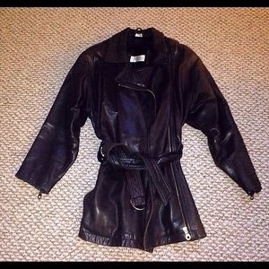 Andrew Marc Motorcycle Black leather coat